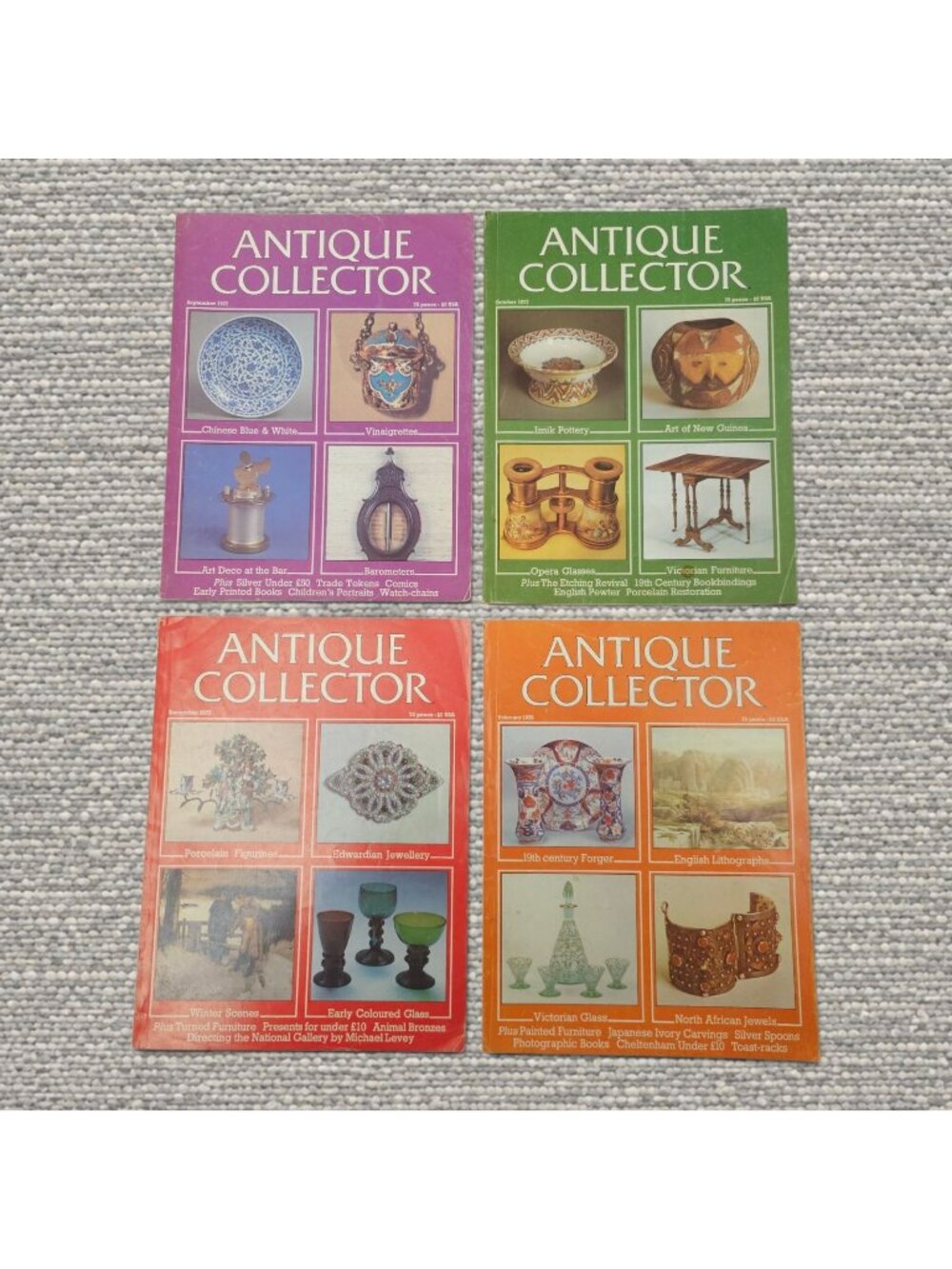 Antique Collector Magazine Lot 1977 1978 Issues Vintage Art Deco Glass Furniture